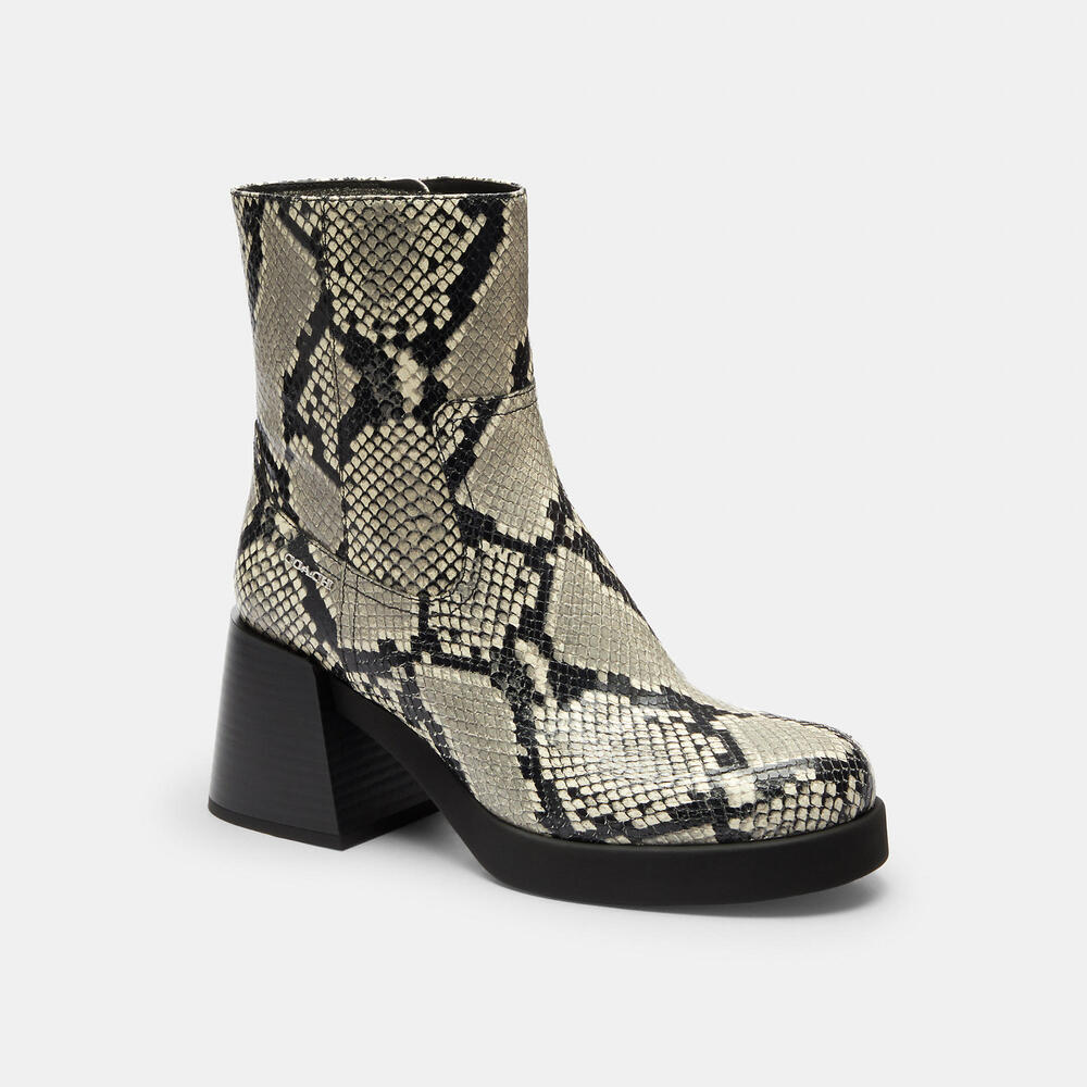 Coach Outlet Block Heel Boot With Snake Print